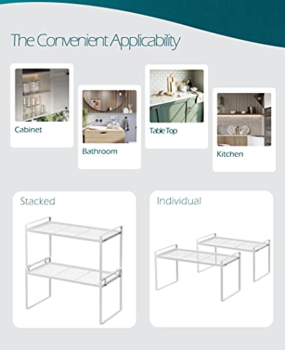 Shantton Cabinet Shelf Organizer, Pantry Shelf Rack, White 16x8.3x9.5 - color: White, size: L16" W8.3" H9.5"