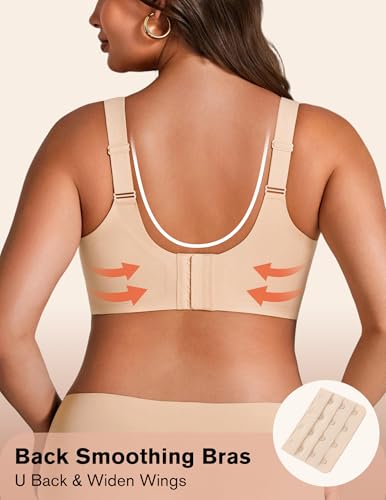 Jelly Bras for Women Plus Size No Underwire Push Up Full Coverage Minimizer Bra Seamless Wireless Bralette - color: Nude, size: X-Large