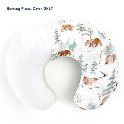GRSSDER Nursing Pillow Cover, Stretchy Soft Minky Fabric Covers, Fit Most Nursing Support Pillows for Breastfeeding, Comfortable Safe Pillow Cover, Stylish Cute Bear Pattern - color: Cute Bear