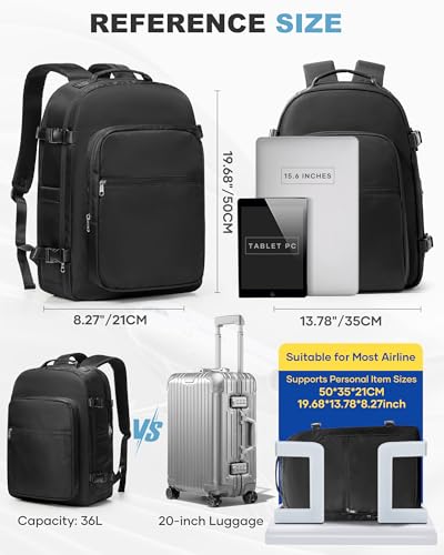 coofay Vacuum Backpack Travel with Pump, Airline Approved Carry On Backpack - color: A-black