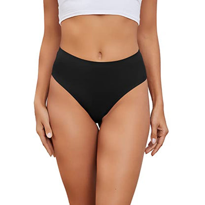 No Show High Rise Bikini Panties Women's Seamless Underwear Pack - color: Black-4pack, size: X-Large