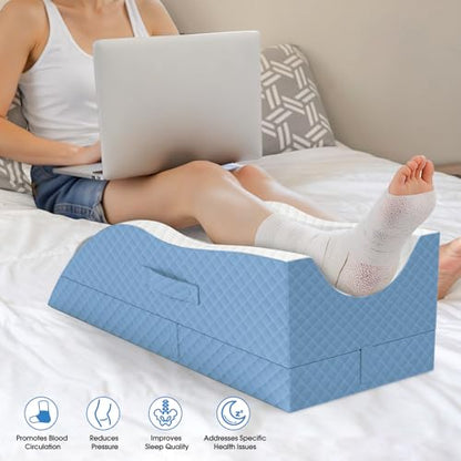TranquilRelax Leg Elevation Pillows for After Surgery, Light Blue - color: Light Blue, size: Single Leg