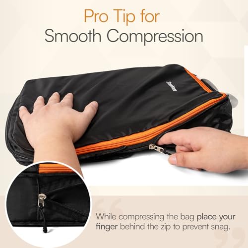 6 Set Large Compression Packing Cubes for travel. - color: Black
