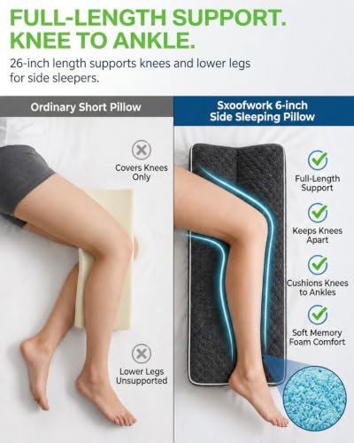 Knee Pillow for Side Sleepers, Memory Foam Leg Pillow, Dark Grey - color: Dark Grey