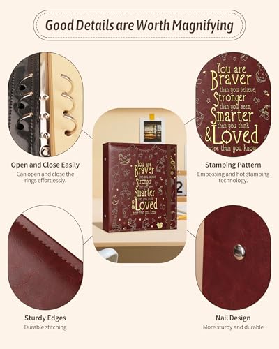 Leather Baby Scrapbook Album, Baby Memory Keepsake for New Moms & Dads - color: Brown