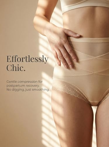 newnice High Waist Lace Underwear: Women's Tummy Control Briefs, Wide Back - size: Large