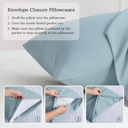Set of 2 Brushed Microfiber Pillowcases 20x26 inch Baby Blue - color: Baby Blue, size: Standard