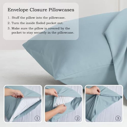 Set of 2 Brushed Microfiber Pillowcases 20x26 inch Baby Blue - color: Baby Blue, size: Standard