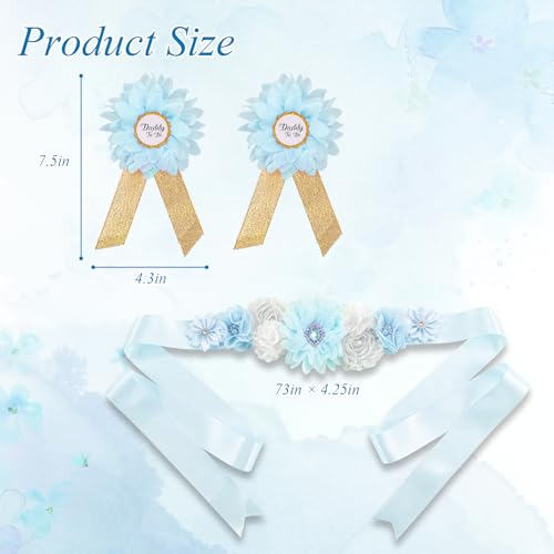 Baby Shower Belly Sash Satin Ribbon Band Pregnancy Party Blue - color: Blue