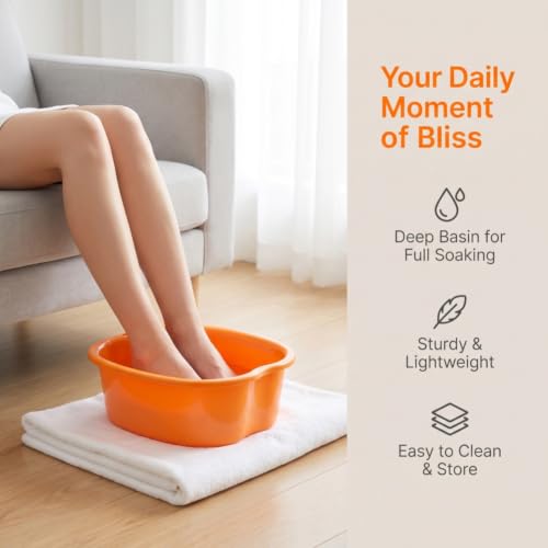 Ytterbium Foot Soaking Basin, Large Massage Foot Soaking Tub-Orange - color: Orange
