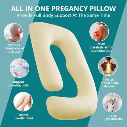Cooling Pregnancy Pillows for Sleeping, 57'' Full Body Pillow, Light Yellow - color: Light Yellow, size: 57 Inch