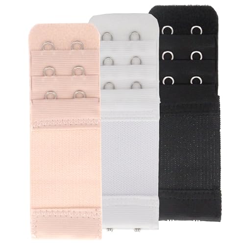 SAMGU Women's Bra Extenders 2 Hook / 3 Hook Comfortable Stretchy Bra Extension Strap - color: 3 Pieces 2 Hook Bra Extenders 1/2 Inch Spacing