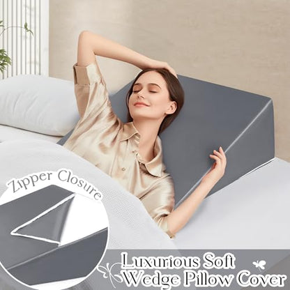 RUDONG M Satin Wedge Pillow Cover, Wedge Pillowcase, Dark Grey, 25"x25"x8" - color: Dark Grey