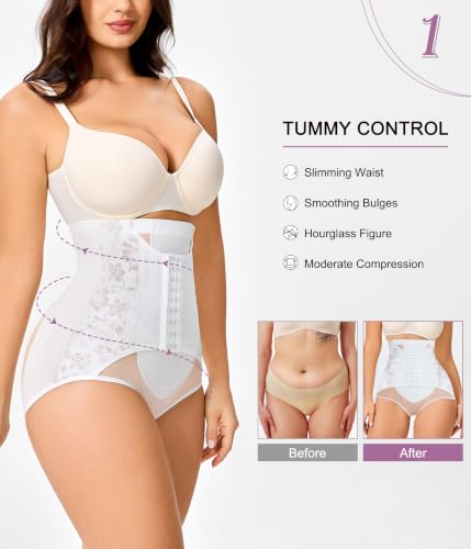 YERKOAD Tummy Control Shapewear for Women High Waist Butt Lifting Panties - color: White, size: Small