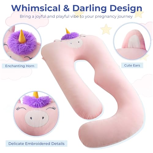 Sasttie Velvet Pregnancy Pillow Cover, U-Shaped, Pink - color: Pink