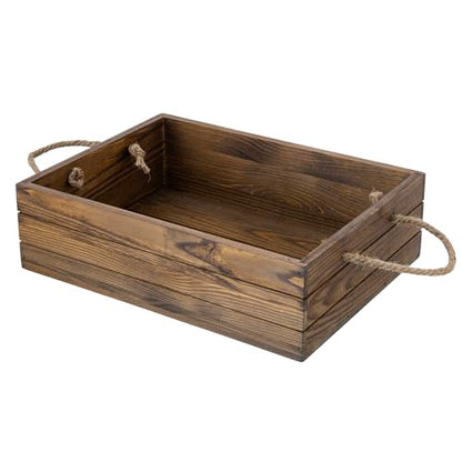 MyGift 15 Inch Rustic Wood Storage Box, Farmhouse Crate with Handles - color: Brown