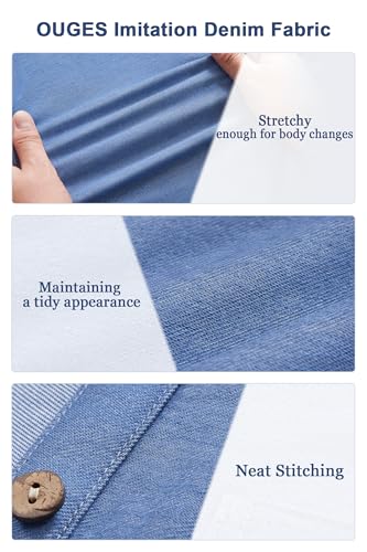 OUGES Womens 2025 Spring Maternity Dress Polo V Neck Sleeveless Ruffle Button Pregnancy Casual Work Dress with Pockets - color: Light Blue, size: Small