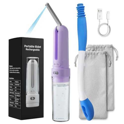 Electric Portable Bidet Toilet Aids Wiper Tool Set, Purple - color: Purple