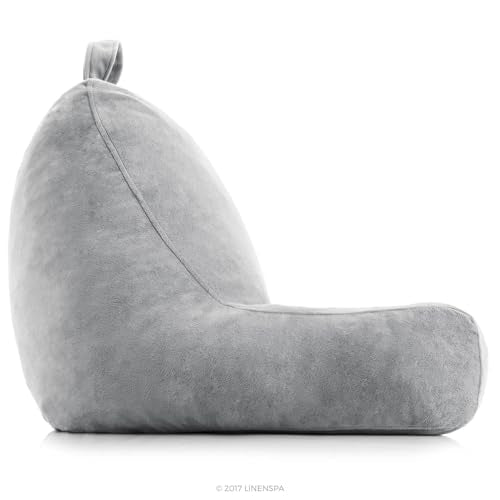 Linenspa Backrest Reading Pillow with Arms — Shredded Foam - color: Stone, size: Standard without Neck Support