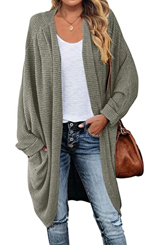 MEROKEETY Cardigan Sweaters for Women Oversized Long Cardigans Fall Outfits - color: Olive, size: Large