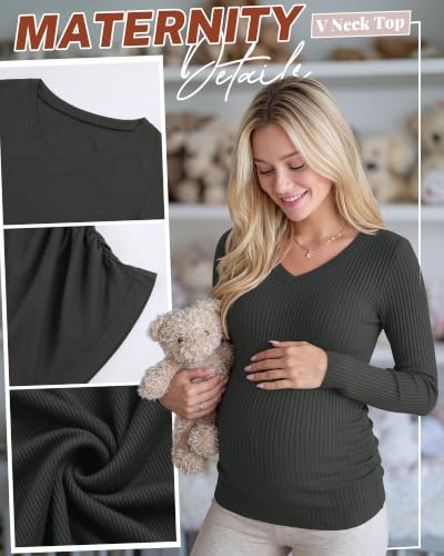 4 Pack Women's Maternity Shirts - color: Army Green, White, Dark Gray, Black, size: X-Large