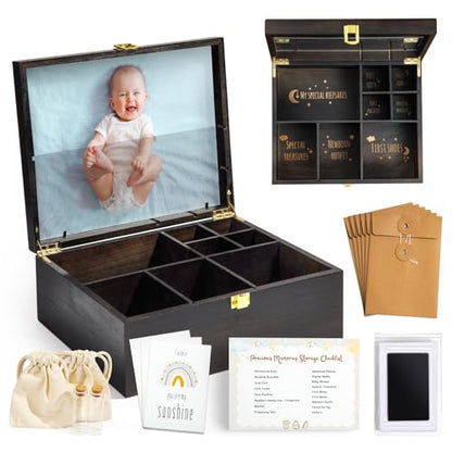 Baby Keepsake Box Wooden with 6 Additional Items