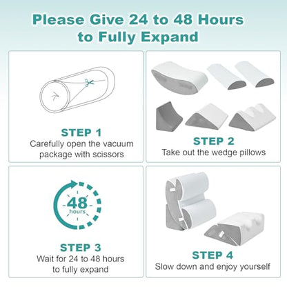 Hansleep Bed Wedge Pillow Set for After Surgery 6P, Reading Pillows, 23" - color: White, size: 6pcs-23.6x27''