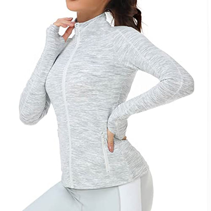 VUTRU Women's Workout Yoga Jacket Full Zip Running Athletic Track Jacket - color: White Space Dye, size: X-Small