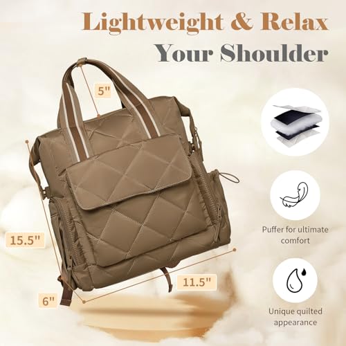 Omanmoli Diaper Bag Backpack Quilted Baby Bag Travel Breast Pump Backpack - color: Brown