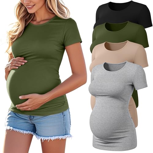 Locoowai 4 Pack Athletic Maternity Tees