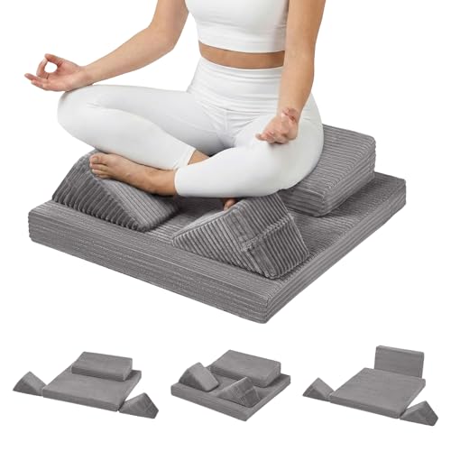Meditation Cushion, Meditation Mat with Knee Support, Light Grey - color: Light Dark, size: 24X24X2 Inch