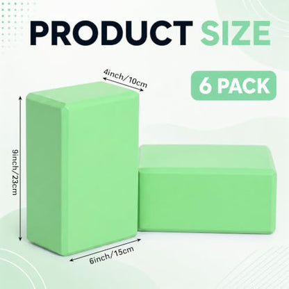 Wettarn 6 Pack EVA Yoga Blocks Bulk, Non Slip Pilates Brick - color: Green