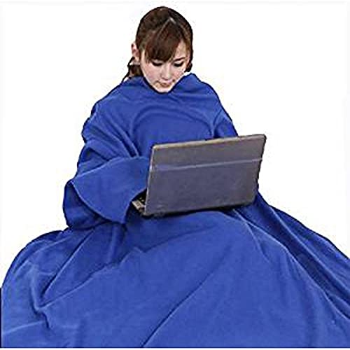 Warmie- Cozy Blanket with Sleeves- Soft Fleece Warm Handsfree Blanket Reading Surfing Internet Watching Tv Living Room Bedroom (Blue)