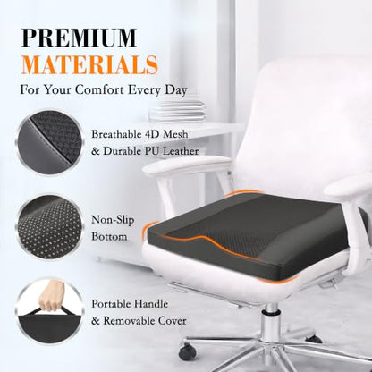 Lofty Aim Car Seat Cushion, Memory Foam Car Seat Cushions for Long Driving - color: Black