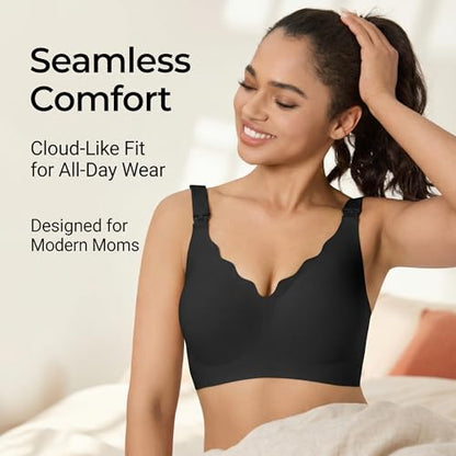 Nursing Bra, Maternity and Pumping Bra for Breastfeeding, Hands-Free Feeding Bra - color: Black, size: Medium
