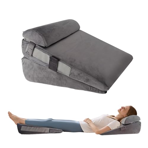 3Pcs Wedge Pillow Set for After Surgery,Acid Reflux Relief, Adjustable Bed Wedge Pillows for Sleeping,Anti Snore, Memory Foam Triangle Pillow for Back&Neck&Shoulder Pain Relief, Plush Grey - color: Plush Grey, size: 12 IN+1 Head pillow