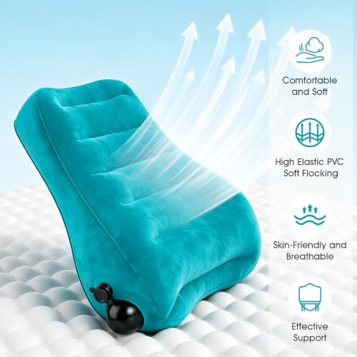 Portable Lumbar Pillow Inflatable Support Pillow - Inflatable Waist Cushion - color: Blue