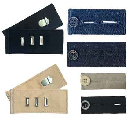 Pants Button Extender 6-Pack for Men & Women, Elastic Jeans Waist Extender & Dress Pant Hook Set, Adjustable Waistband Extenders for Early Maternity Pregnancy, Button Extender for Jeans Instant Fit