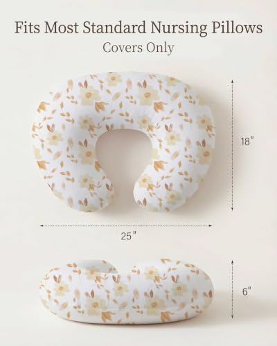 Nursing Pillow Covers 2 Pack, Stretchy Breastfeeding Pillow Covers for Baby - color: Honeybee Dreams