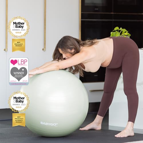 BABYGO Birthing Ball, Pregnancy & Labor, Award Winning Book - color: Sage, size: 75cm - Manual