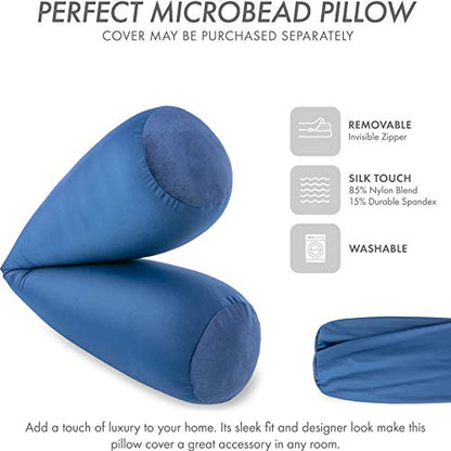 Microbead Body Pillow, Side Sleeping & Pregnancy, 48x8 in, Peacock Blue - color: Peacock Blue, size: Pillow & Cover