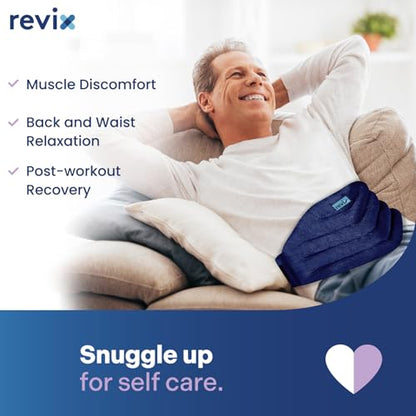 REVIX Microwavable Heating Pad for Back, Adjustable Heat Wrap, Navy - color: Navy