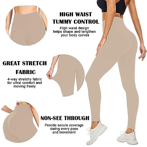 FULLSOFT Buttery Soft Leggings for Women High Waisted - color: B-light Khaki, size: Small-Medium