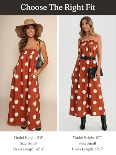 Wenrine Womens Polka Dot Maxi Dress Spaghetti Strap Long Summer Dresses - color: Black, size: Medium
