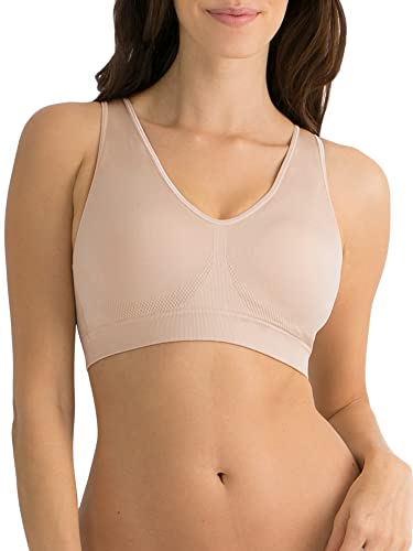 Fruit of the Loom Women's Seamless Pullover Bra – Soft Stretch Fabric with Built-in Cups - color: In the Buff, size: Large