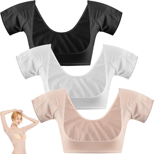 Zhanmai 3 Pcs Underarm Sweat Pad - color: White, Black, Beige, size: 4X-Large