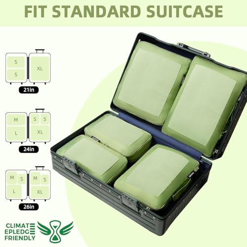 BAGAIL 4 Set/6 Set/8 Set Compression Packing Cubes Travel Accessories Expandable Packing Organizers (Square Mesh, 06-Matcha Green) - color: 06-Matcha Green, style: Square Mesh