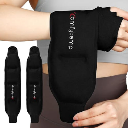 Comfytemp Wrist Ice Pack Wrap for Carpal Tunnel Relief, 2 Packs, Black - color: Black, size: 20"x4"