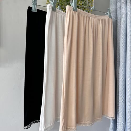 Cotton-like Modal Mix Natural Fiber Half slips for women 19“ - color: Neutral, size: Large-X-Large
