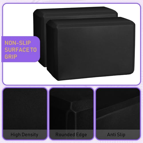 Wettarn 6 Pack EVA Yoga Blocks Bulk, Non Slip Pilates Brick - color: Black